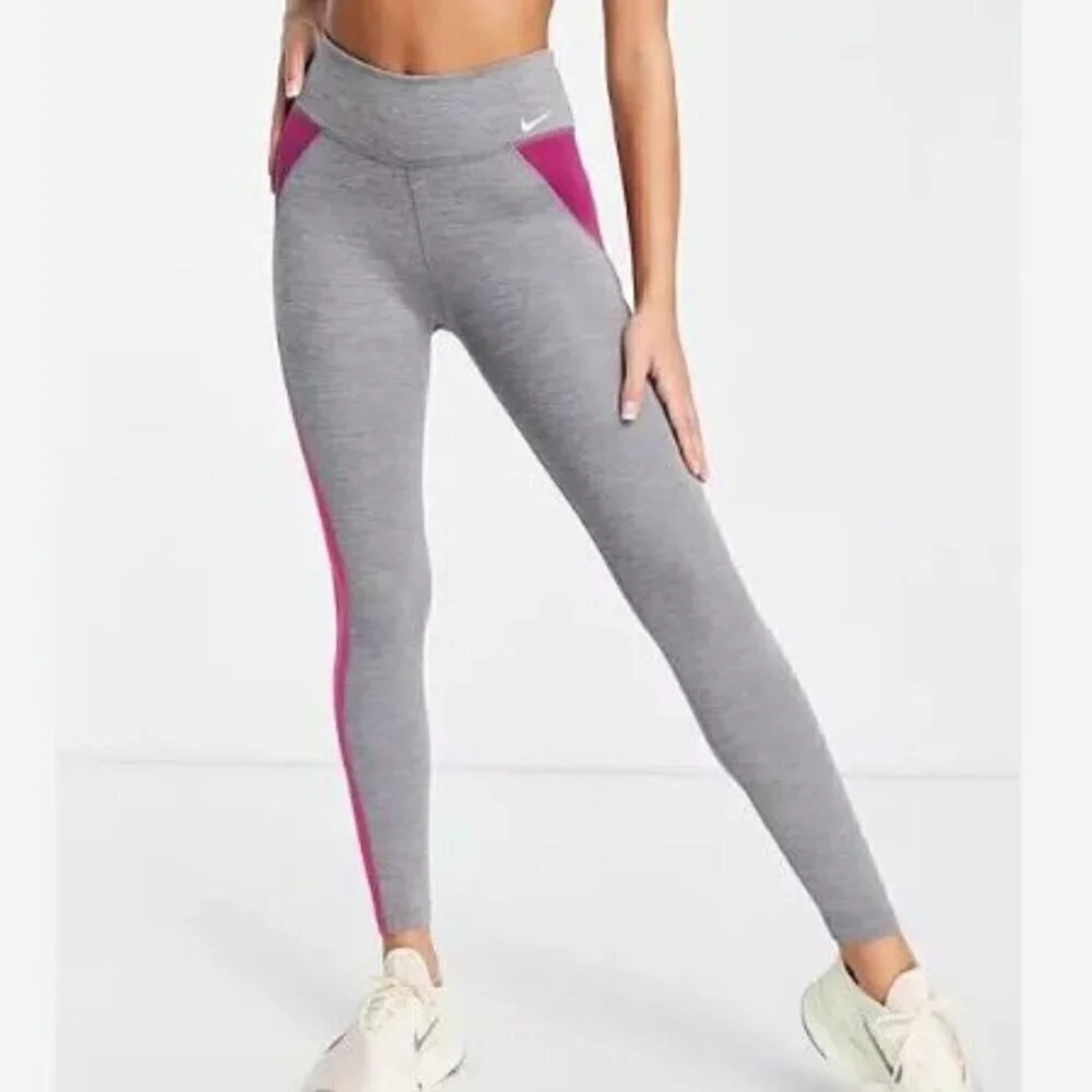 Nike One (Women's XXL) Women's Dri-Fit Gray/Pink Color Block Leggings New